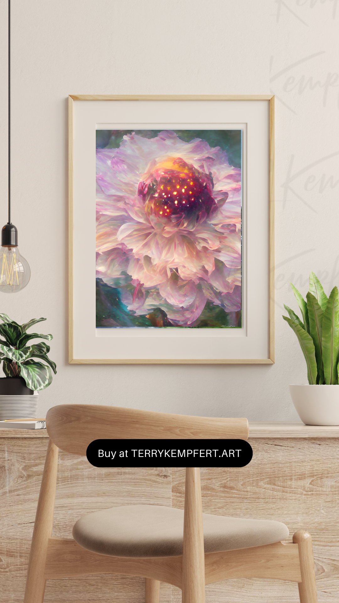 Dahlia with Embers Canvas - Impressionistic painting - Fine Art print ready to frame, Gallery Wrapped Canvas - multiple size options