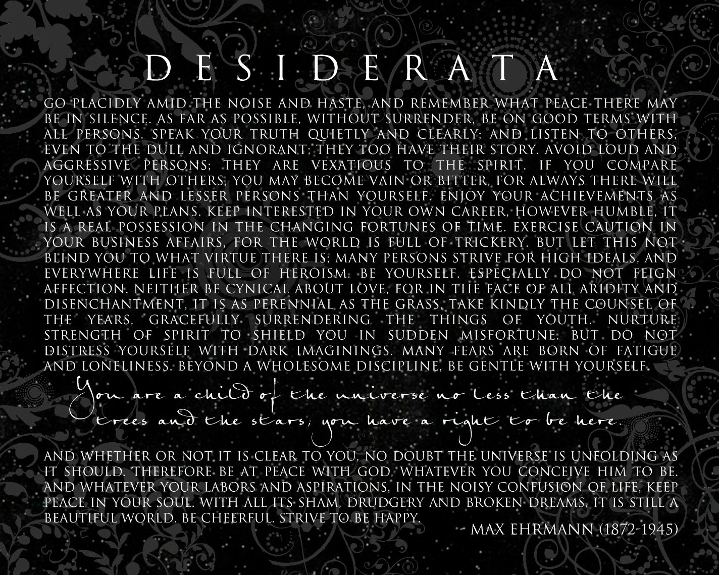 DESIDERATA - Print alone - ready to frame - You are a child of the universe - Max Ehrmann