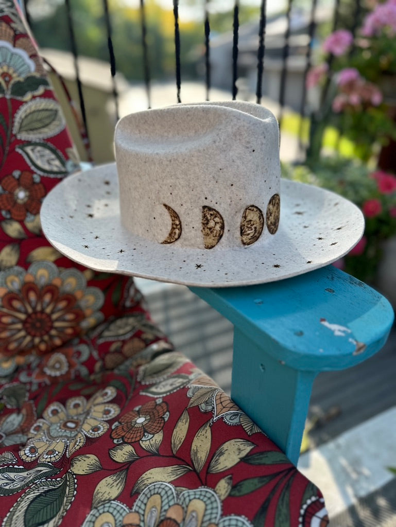 GigiPip "Ezra" Western Hat - Pale Gray - Moon Phases and Zodiac