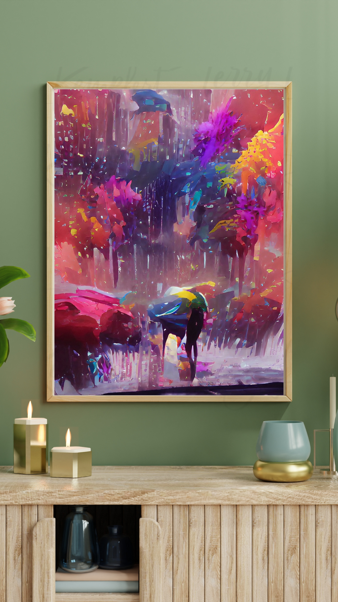 Dancing in the Rain Canvas - Impressionistic painting - Fine Art print ready to frame, Gallery Wrapped Canvas - multiple size options.