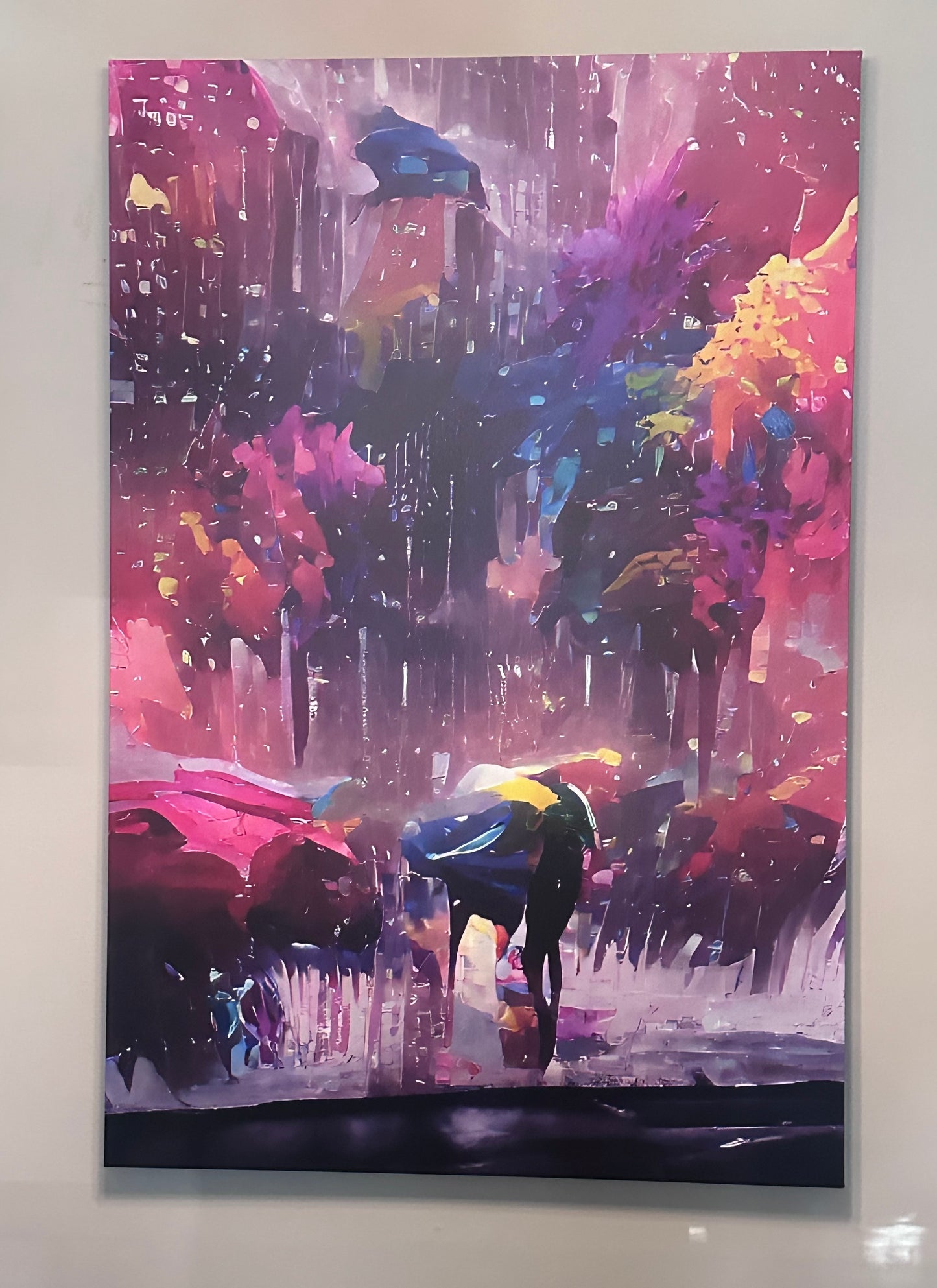 Dancing in the Rain Canvas - Impressionistic painting - Fine Art print ready to frame, Gallery Wrapped Canvas - multiple size options.